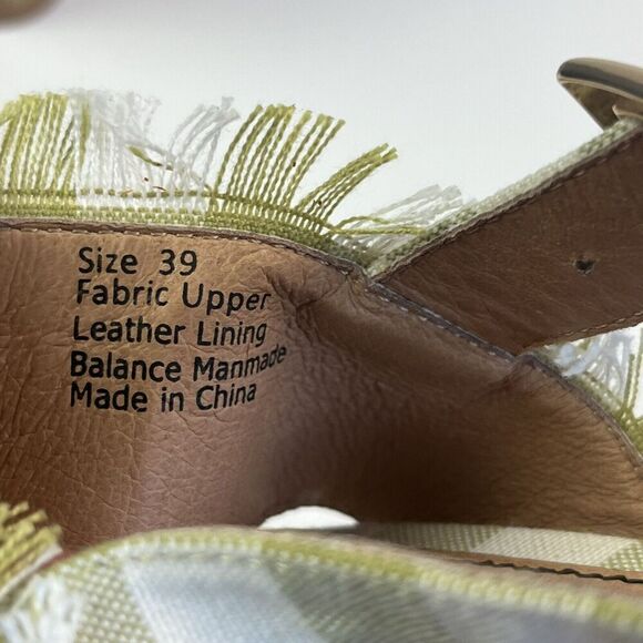 Anthropologie Matiko Teegan Slingback Shoe 39 8.5 Sandal Plaid Fringe Preppy - Picture 4 of 14